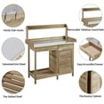 thumbnail image 4 of Renwick Outdoor Garden Potting Bench with Cabinet & Open Shelf, Light Green, 4 of 10
