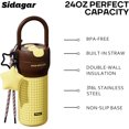 thumbnail image 4 of Sidagar 25 fl oz Stainless Steel Insulated Water Bottle with Handle, Leakproof Straw Lid, Yellow Checked, 4 of 11