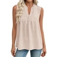 thumbnail image 2 of FDGIU Women's Ruffle V Neck Eyelet Sleeveless Tank Top, Loose Babydoll Curved Hem Summer Casual Camisole Blouse, 2 of 8