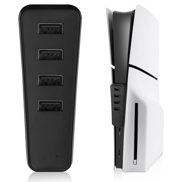 Concentrador para PS5 Slim, concentrador de expansión USB de alta velocidad con 4 puertos, concentrador USB con 4 puertos USB + 1 puerto tipo C, accesorios para la consola PS5 Slim