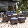 thumbnail image 2 of LayinSun 7 Pieces Outdoor Patio Furniture Set with Fire Pit Table, Rattan Wicker Sectional Swivel Rocker Chairs Sets with Ottomans, Swivel Glider Chairs and Coffee Table, 2 of 4