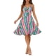 thumbnail image 2 of INSPIRAR CHIC Vestido de Verano para Mujeres con Escote en V, Nudo Frontal, Estilo Suelto, Tirantes Espagueti, Vestidos Midi XS Rosa Verde, 2 of 6
