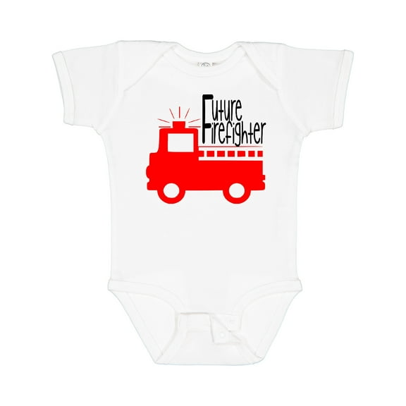 Inktastic Future Firefighter Cute Red Firetruck Boys or Girls Baby Bodysuit