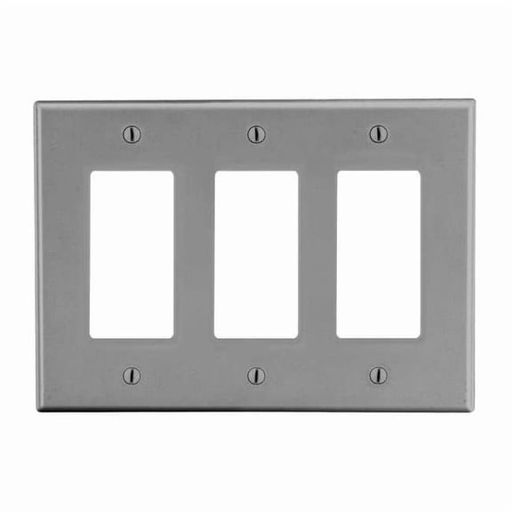 Hubbell Wiring Device-Kellems Rocker Wll Plt,Stnd;Gray,3Gng,Smth Stn P263GY