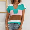 thumbnail image 5 of SELONE Women's Sleeveless Sweater Vest Summer V Neck Knitted Tank Tops Stripes Shirt Vacation Clothes Green XL, 5 of 6