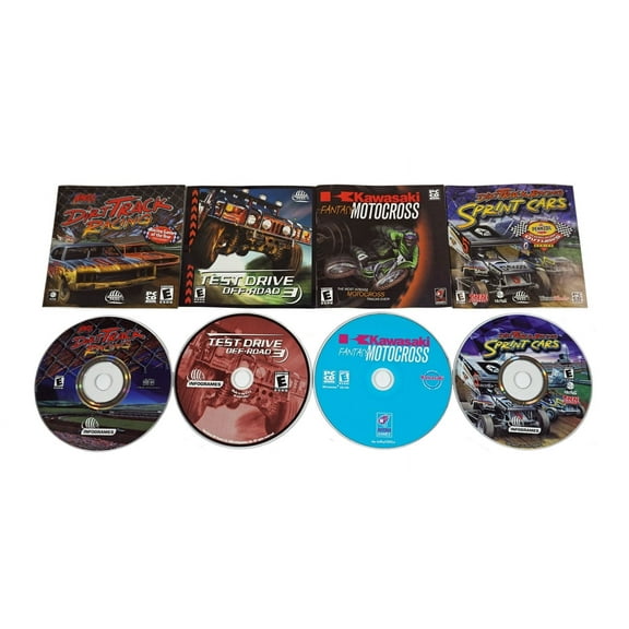Set of 4 PC Racing Games - Dirt Track Racing Test Drive Off-Road 3 Dirt Track Racing Sprint Cars Kawasaki Motocross