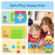 PicassoTiles 102PCS 1 Pixel Magnetic Puzzle Cube Set, Mix & Match Building Blocks, STEM Educational Toy with Idea Book for Kids Age 3+