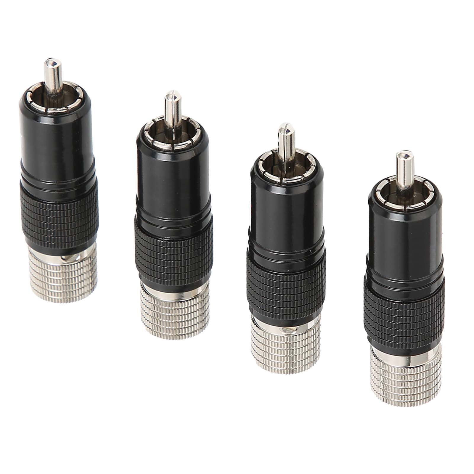 Preffair 4PCS RCA Lotus Plug Rhodium Plated Brass Solder Free 10MM 