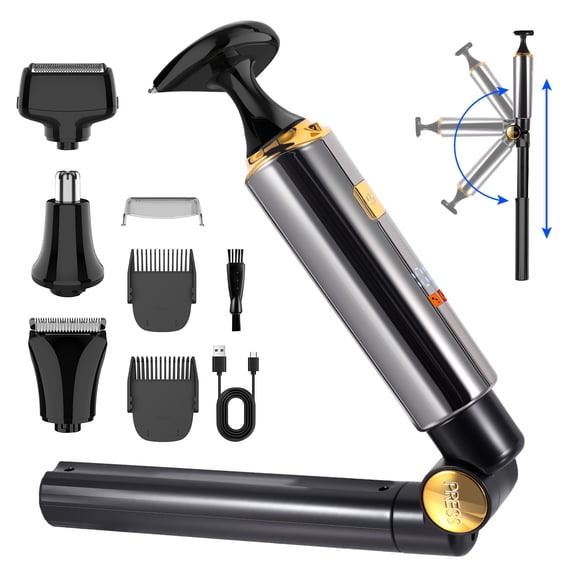 Hatteker HT-6199 4 in 1 Hair Trimmer Upgraded Men's Electric Back Shaver Body Grooming kit Cordless with Adjustable Extension Handel