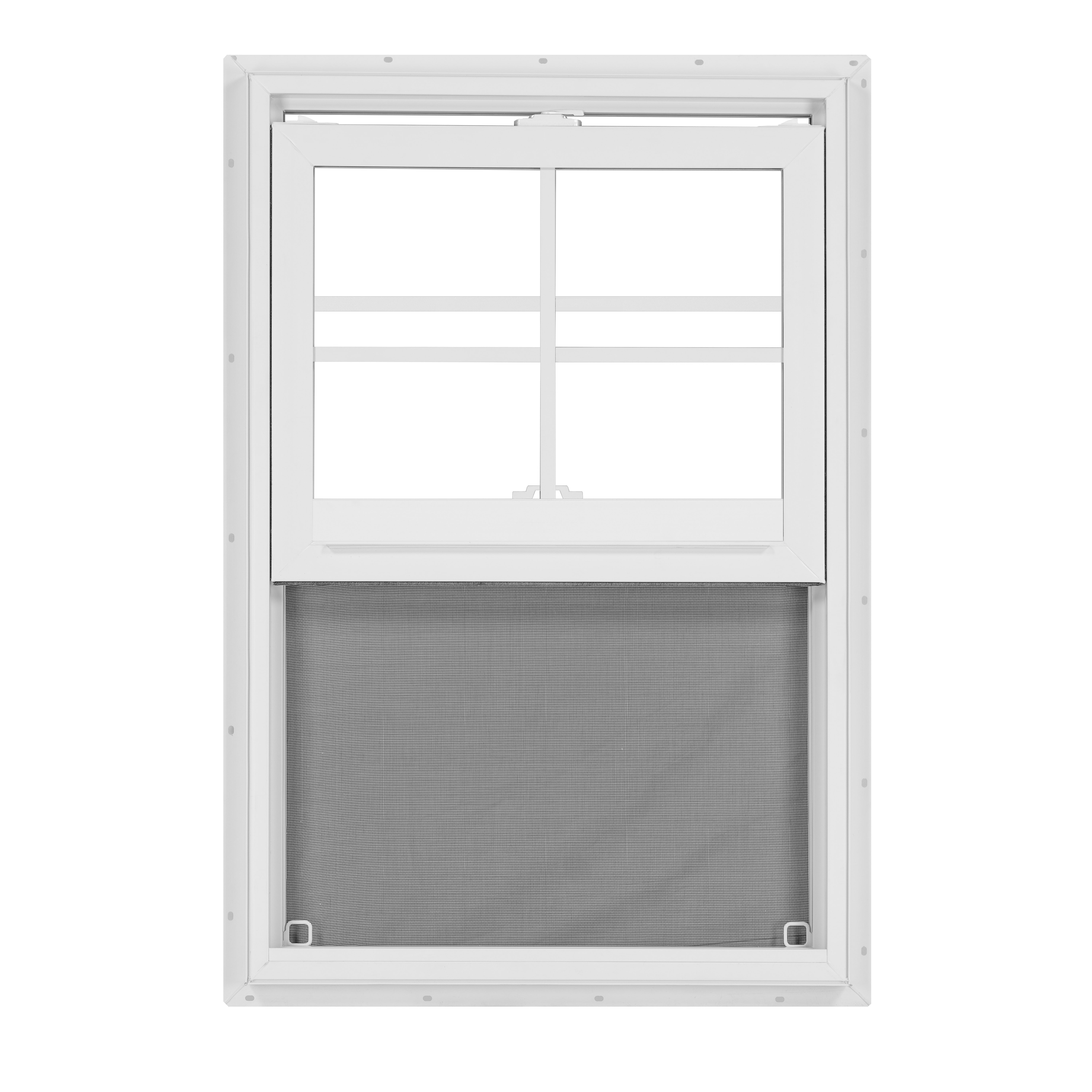 24 in. x 36 in. White Vinyl Double-Pane Insulated Single Hung Window with Grids