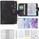 thumbnail image 1 of Carpeta de presupuesto A6 de cuero sintético, carpeta de cuaderno A6 para presupuestos, carpeta de ahorro de dinero, protector de esquinas con patrón de mármol, color negro, 1 of 9