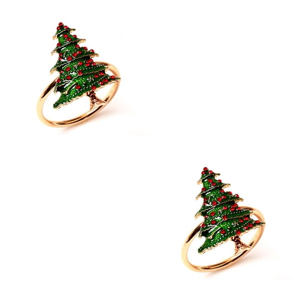 Inteprter Servilletero navideño de acero inoxidable, vacaciones navideñas, boda, cena, pañuelos de papel, toalleros, banquete, de comedor, adorno Árbol verde 2piezas Inteprter CBP163677