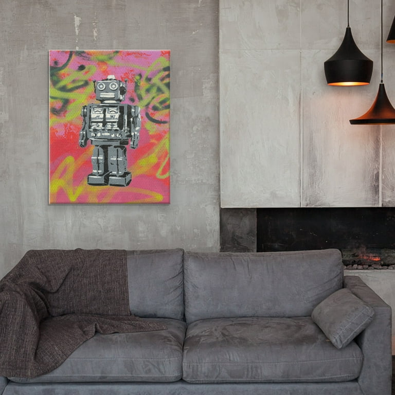 Free Shipping! Masterpiece Art Gallery Robot Graffiti Canvas