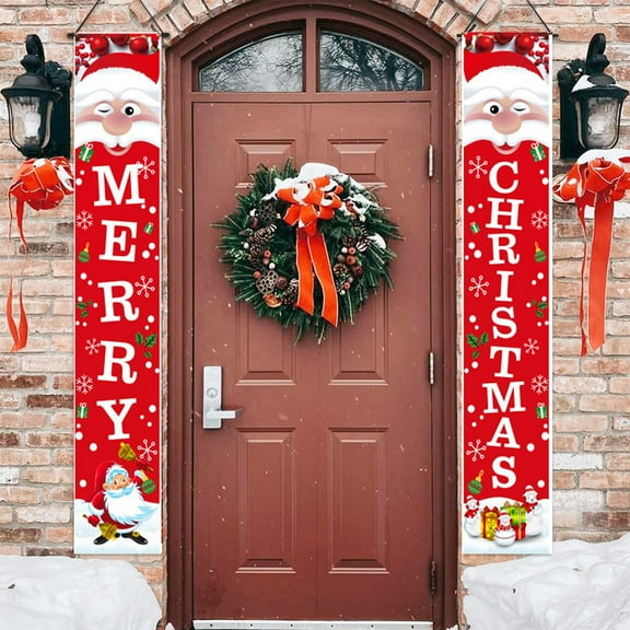 TERGAYEE Merry Christmas, Door Banners, Porch Signs, Hanging Banners, Christmas Flags, Home Walls, Indoor, Outdoor, Christmas Party Decorations Holiday Decor