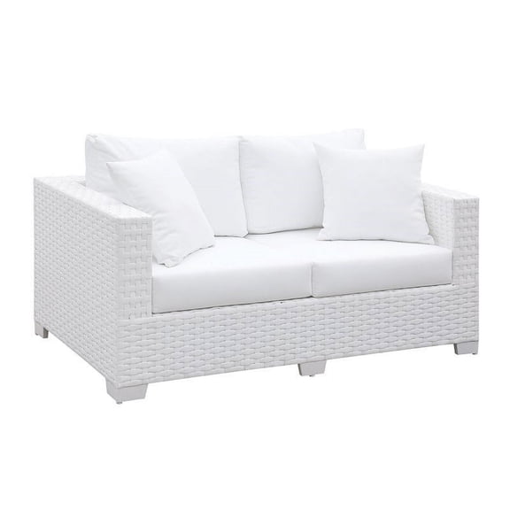 Afuera Living Outdoor Patio Loveseat with Pillows in White