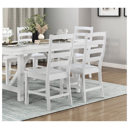 Contemporary White Finish Side Chairs Set of 2 Dining Wooden Kitchen Dining Furniture Casual Style White   Dining Room   Casual,Farmhouse   Side Chair   Wood
