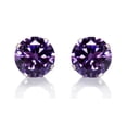 thumbnail image 1 of Bijoux en Argent Sterling 8 Mm Violet Rond Zircone Boucles d'Oreilles, 1 of 1