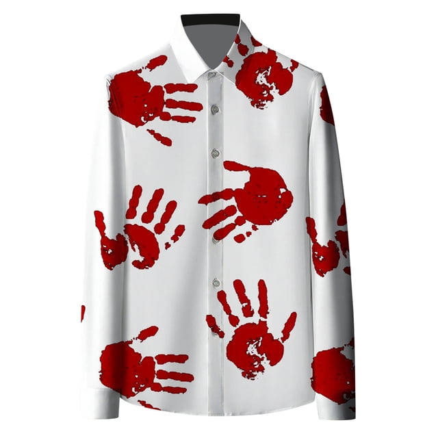 Chemise Décontractée à Manches Longues Imprimée 3D pour Hommes Halloween Mode Confortable pour Automne
