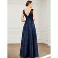 thumbnail image 2 of Satin A-line V Neck Maxi Empire Waist Ruched Elegant Evening Dress, 2 of 5