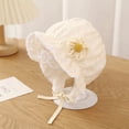 thumbnail image 5 of Boys Girls Beanies Baby Girl Breathable Lacy Bonnet Cute Flower Decorations Toddler Cap Sun Hat(0 12 Months) Ski Hat,1-12 Months,A60-Beige, 5 of 6