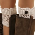 thumbnail image 3 of Moclever Winter Crochet Knit Leg Warmers, Leg Warmers for Women 1 Pair One Size Fits All, White, 3 of 10