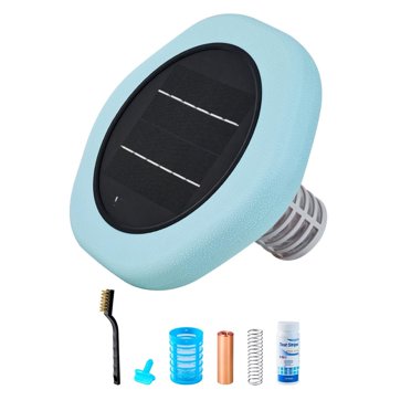 Hexagon Copper Solar Pool Ionizer Automatic Floating Water Cleaner Purifier Chlorine Free Up to 45000 Gal with Copper Anode Spring Brush Filter for Pools Spas