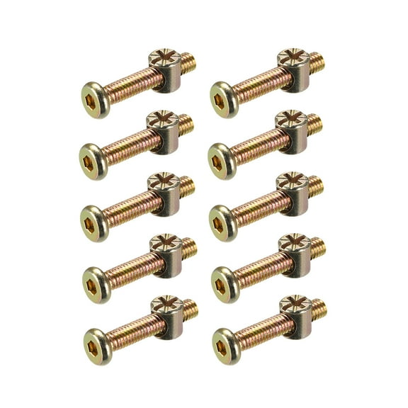 M6 Furniture Bolts Nut Set Hex Socket Screw with Barrel Nuts Phillips-Slotted Zinc Plated 10 Sets