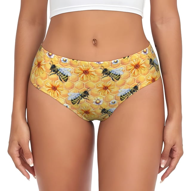 Balery Bee Wasp Ropa Interior de Algodón para Mujer con Dibujo – Braguitas Cómodas y Elásticas, Estilo Clásico-Large