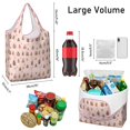 thumbnail image 3 of 5 Pack Foldable Shopping Bag,Pink Christmas Gingerbread House Pattern Reusable Grocery Bags with Pockets,Large Reusable Tote Bags with Handles Waterproof & Lightweight, 3 of 6