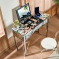 thumbnail image 4 of YYAo Dressing Table, Makeup Desk Dressing Table,Mirrored Makeup Vanity Desk with Crushed Diamond Inlay, Silver Dressing Table with Flip-Top Mirror,Silver, 4 of 12