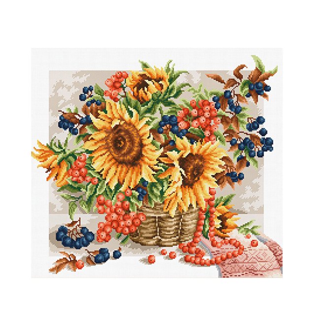 Cuadros Decorativos Cesta de girasol de punto de cruz completa de 11 quilates, arte de costura de hilo de algodón DIY contado Ehuebsd Nuevos Originales