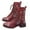 Red, variant on Black Platform Boots for Women Printed Embroidered Boots Over Feet Round Toe Chunky Ankle Boots 7(37)