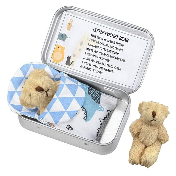 Mini Stuffed Bear In A Tin box Little Pocket teddy Bear Gift Baby Shower Friend Birthday Supplies