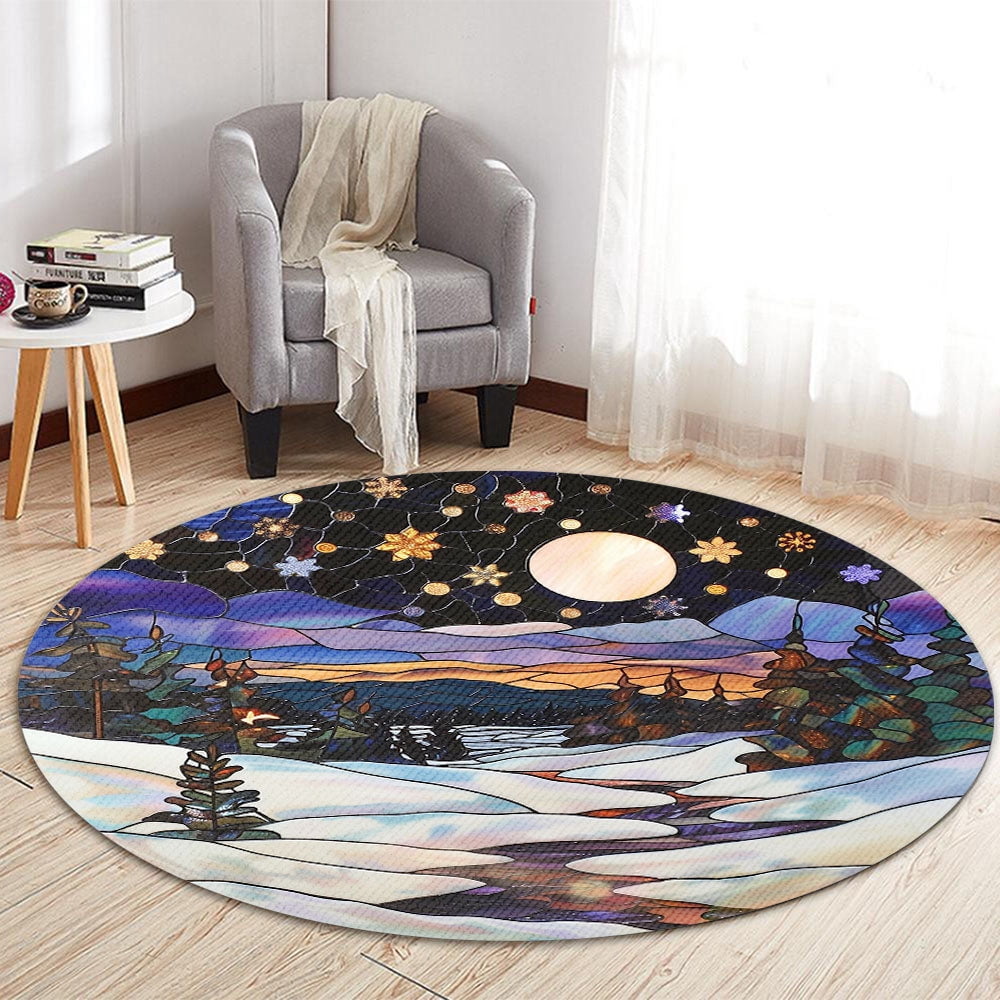 Round Rug, Sunset Soft Washable Carpet, Non-Slip Floor Mat for Living Room Bedroom Home Decor 24 Inch
