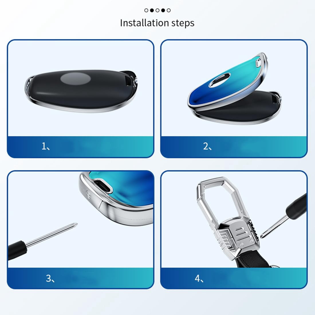 Zinc Alloy Gradient Glass Back Cover Key Fob Case Holder Shell Accessories Compatible for Hyundai Elantra Ioniq Sonata Tucson Elantra GT Keyless Entry Smart Key Case