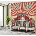 thumbnail image 4 of Ambesonne 1970s Shower Curtain, Stripes Retro Car and Words, 69"Wx75"L, Vermilion Cream Blue, 4 of 4