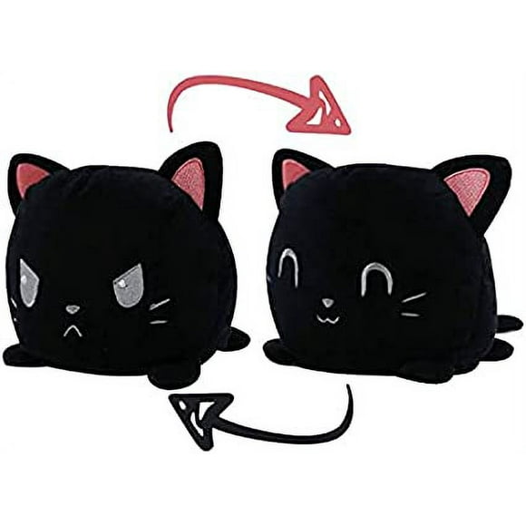 Double-sided plush animal, double-sided cat plush toy, cute emotional cat plush toy, creative toy gift for children and family double-sided plush toy, double-sided