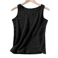 thumbnail image 4 of Tank Tops for Women Cotton Linen Lightweight V Neck Plain Casual Sleeveless Shirt Summer Outfits, 4 of 6