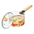 thumbnail image 4 of Bamboohart Clear Glass Cooking Pot Glass Saucepan Borosilicate Glass Pot Clearance 50oz Small Glass Pot with Wooden Handle and Lid for Cooking on Stove Top Soup Milk and More, 4 of 8