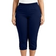 thumbnail image 4 of RYRJJ Capri Pants for Women Casual Pull On Strech Yoga Capris Work Jeggings Plus Size Workout Athletic Cropped Pants with Pockets(Navy,XXXL), 4 of 8