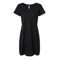 thumbnail image 1 of LAT Ladies' 100% Cotton Jersey Vestido de ba?o de manga corta con cuello en V (Negro, LAT 3522, 1 of 1