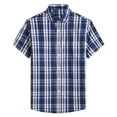 thumbnail image 2 of ALLLIST Collared Shirts for Men Cotton Short Sleeve Big And Tall Button Down Shirts Plaid Blue Casual Clothes for Men, 2 of 9