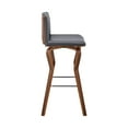 thumbnail image 3 of Gerty 26" Swivel Grey Faux Leather and Walnut Wood Bar Stool, 3 of 5