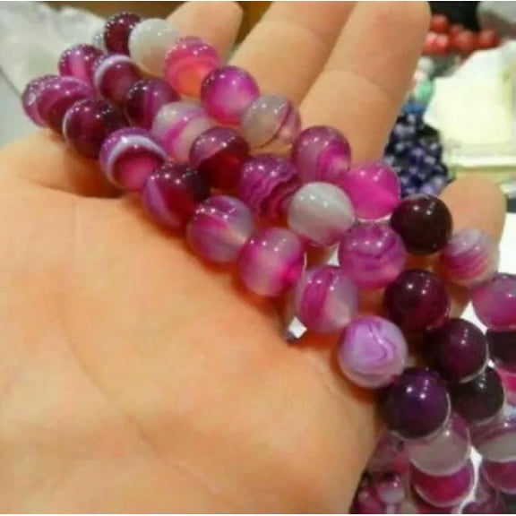 GKNET NEW!!!6/8/10mm AAA Pink Agate Onyx Gemstones Loose Beads 15" -8mm