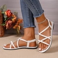 thumbnail image 5 of Summer Sandals for Women Footbed Solid Color Open Toe Slip-On Comfortable Elastic Strap Flat Slippers Sandals for Women Beach Vacation Holiday Vintage Fashion, 5 of 10