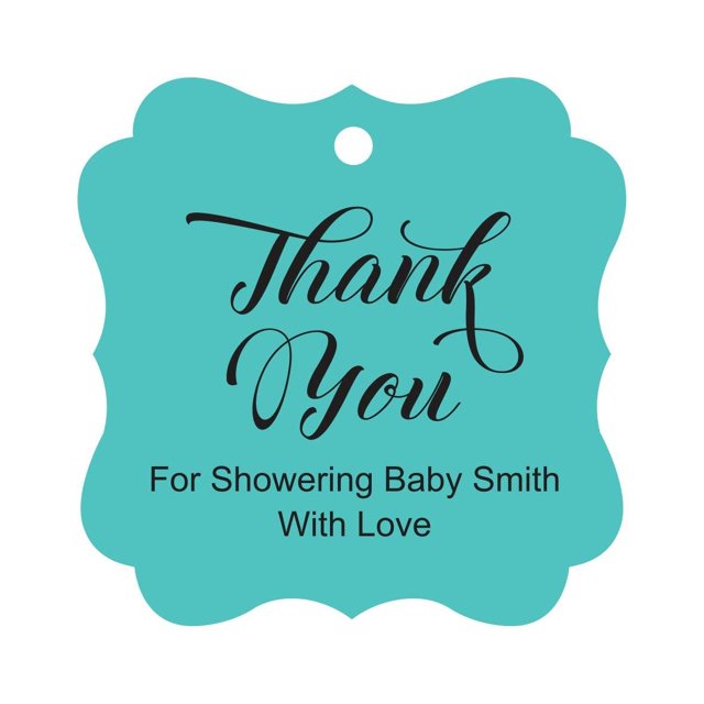 Darling Souvenir Baby Shower Merci Faveur Tags Cadeau Suspendu Personnalisé Tags-Turquoise-100 Tags