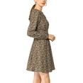 thumbnail image 5 of Allegra K Women's Leopard Keyhole Above Knee Pleated a-Line Dress, 5 of 7