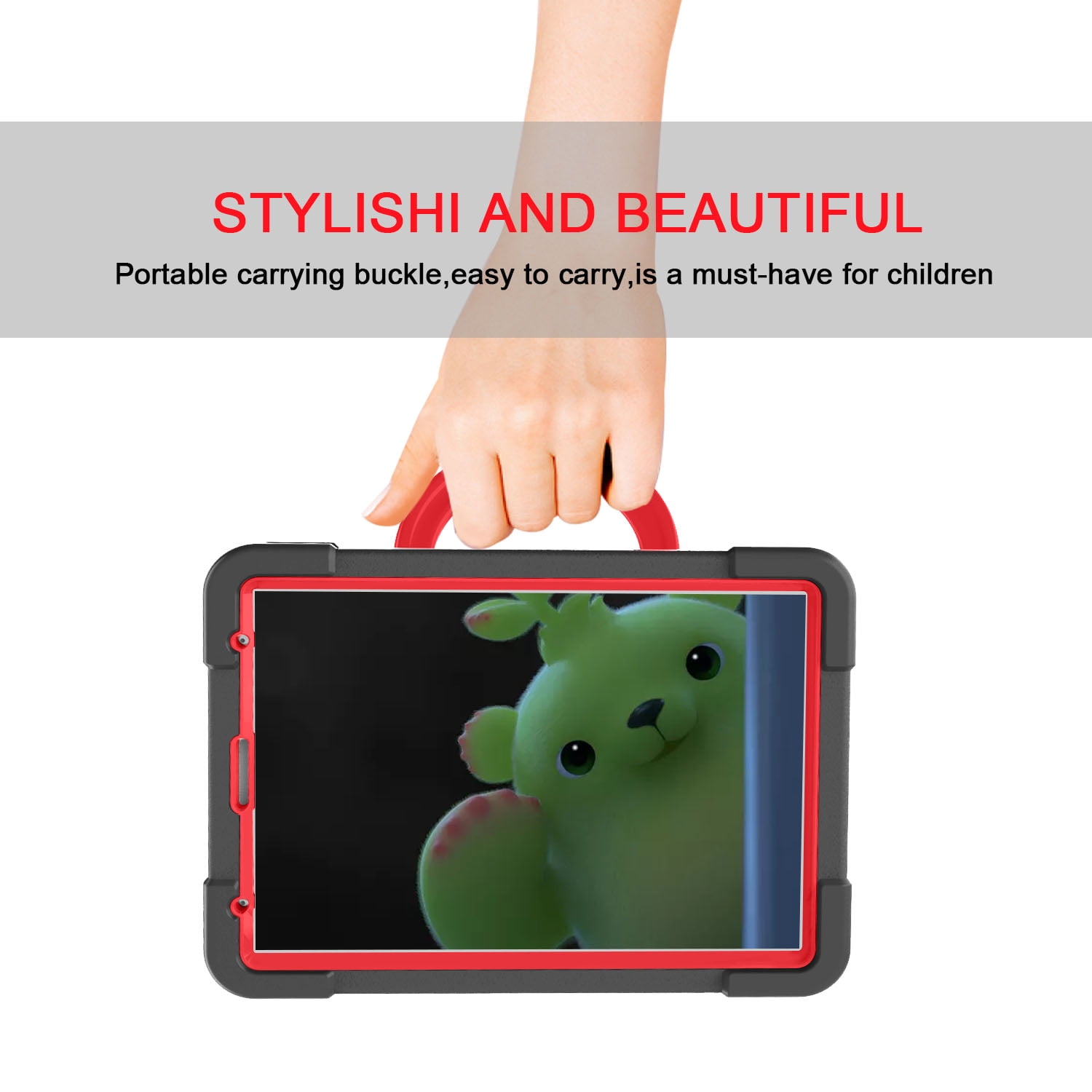 iPad Pro 11 2020 Case with Pencil Holder, Allytech Kids Friendly Case 360 Rotating Kickstand Heavy Duty Protective Shockproof Case Cover for Apple iPad Pro 11 2nd Generation 2020, Black/Red