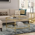 thumbnail image 2 of Evelyn&Zoe Sivil 36" Wide Round Coffee Table with Glass Top, Brass, 2 of 7