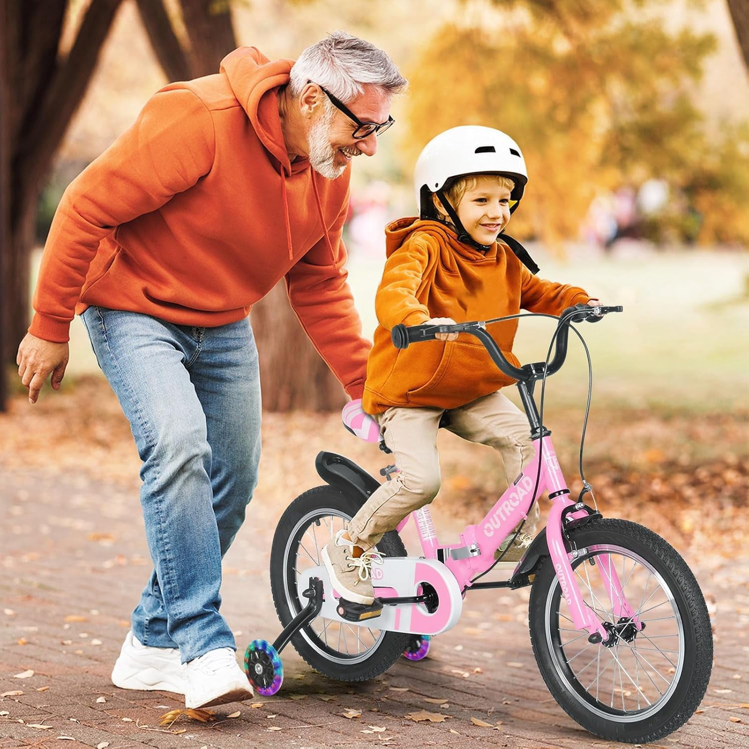 Marknig 14" 16" 18" Folding Kids Bike with Removable Training Wheels, Children's Bicycle for Boys & Girls Ages 3-9 Years, Easy-Storage Toddler Bike